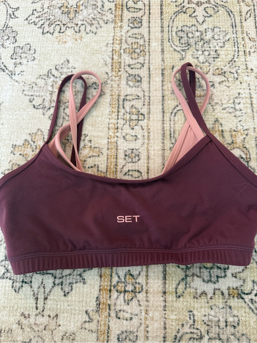 Set Active Airluxe layered bra and leggings rose bud